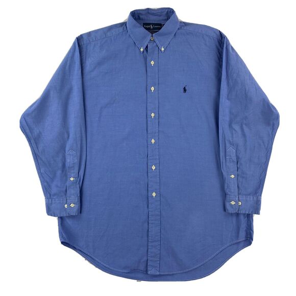 Ralph Lauren Yarmouth Shirt Men's 15 1/2 Blue Cotton Button Down  Long Sleeve - Picture 1 of 16